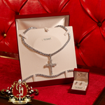 Sterling Silver Cross Tennis Set with Earrings