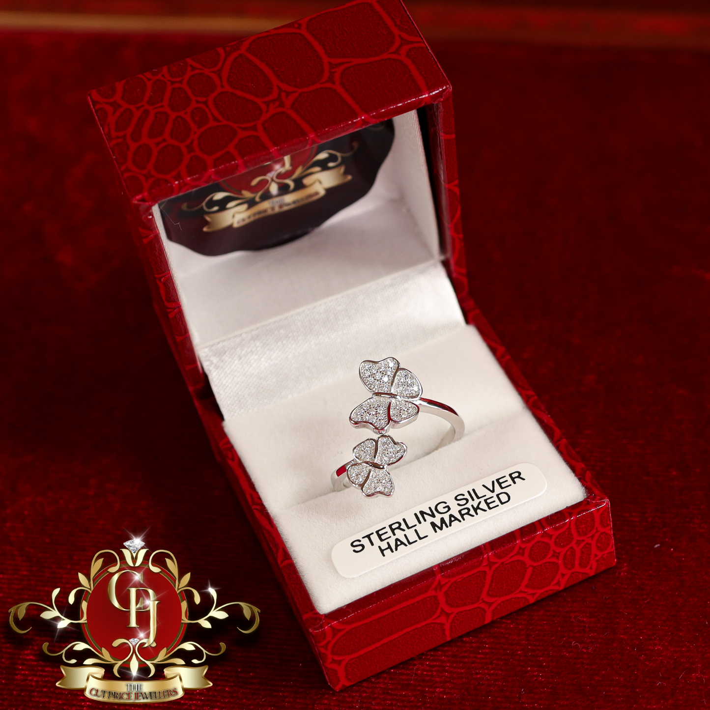 CHRISTMAS DROP NO.2: The "Double Butterfly" Ring (Sterling Silver with Cubic Zirconia) | The Cut Price Jewellers