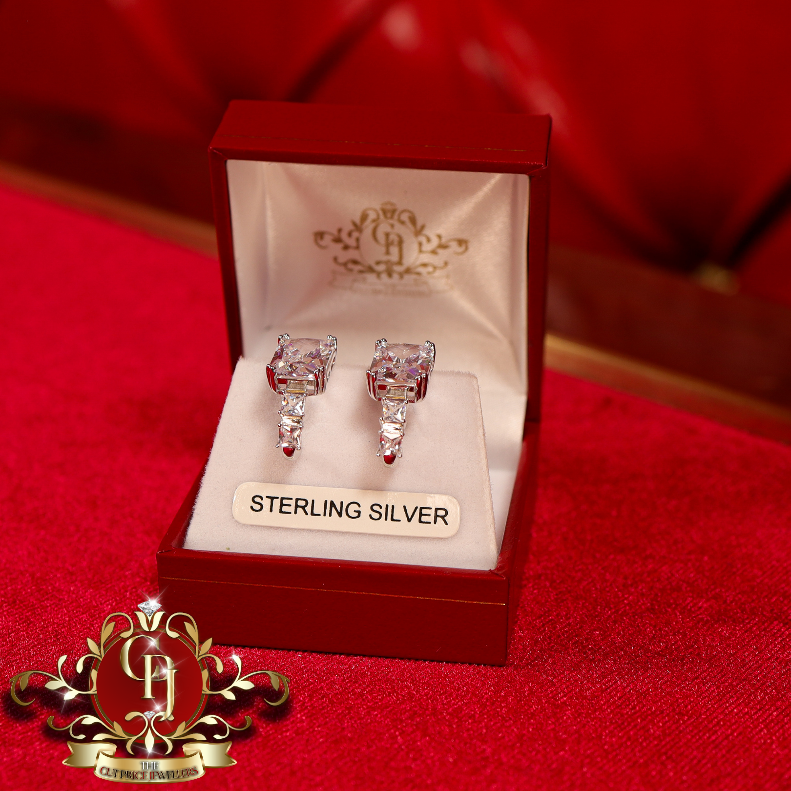 Cuff Earrings (Sterling Silver with Cubic Zirconia)