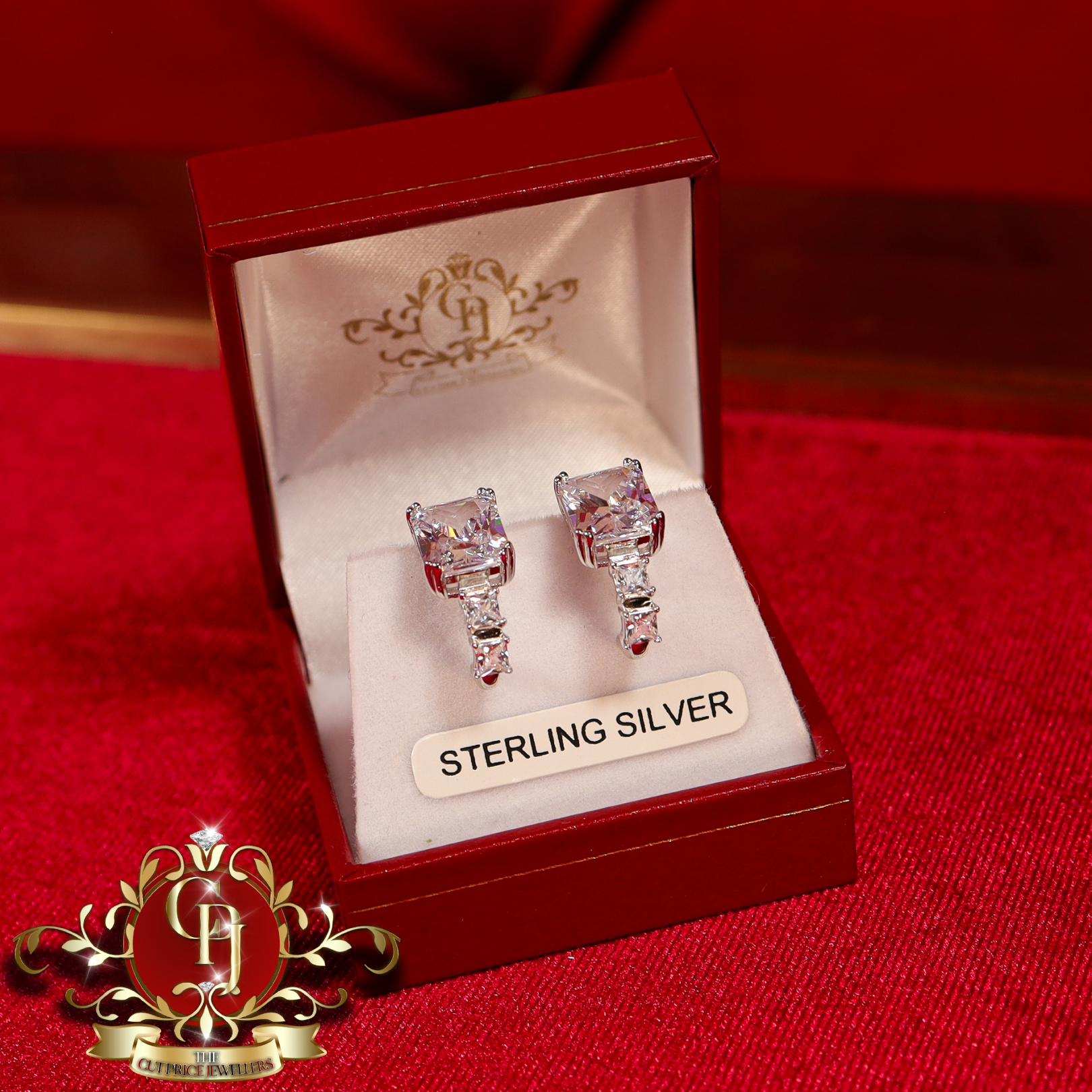 Cuff Earrings (Sterling Silver with Cubic Zirconia)