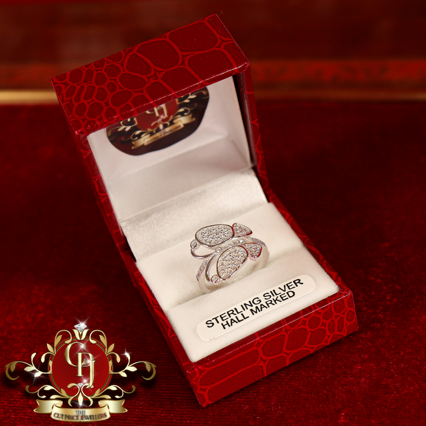 CHRISTMAS DROP NO.6: The "Davina Butterfly" Ring (Sterling Silver with Cubic Zirconia) | The Cut Price Jewellers