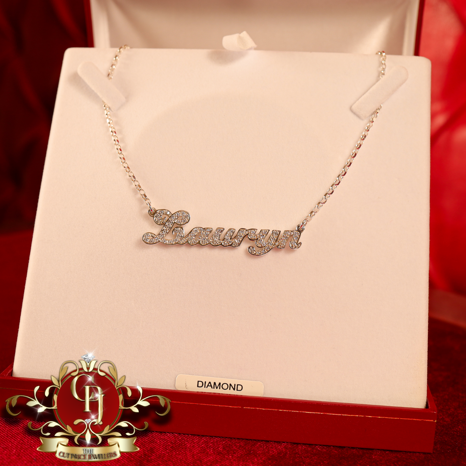 Handmade Fully Diamond Sterling Silver Name Chain