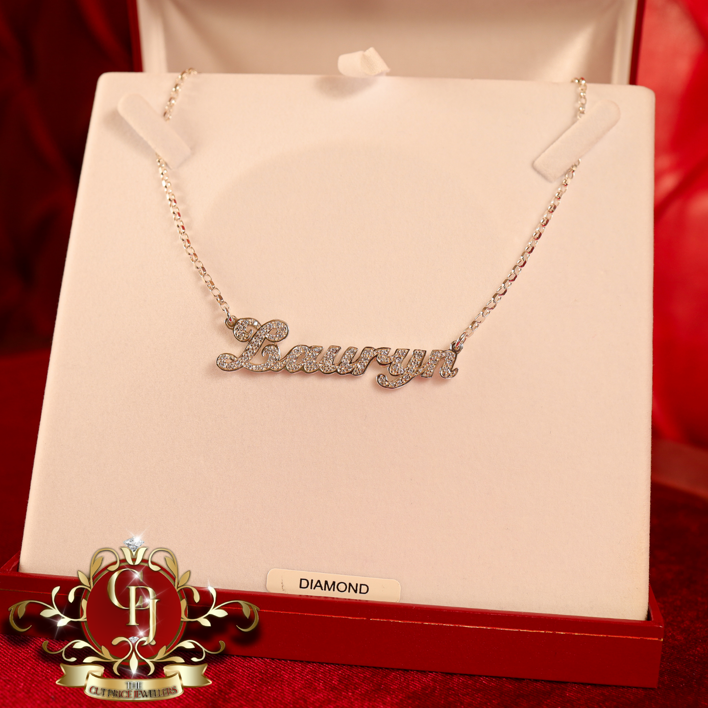 Handmade Fully Diamond Sterling Silver Name Chain | The Cut Price Jewellers