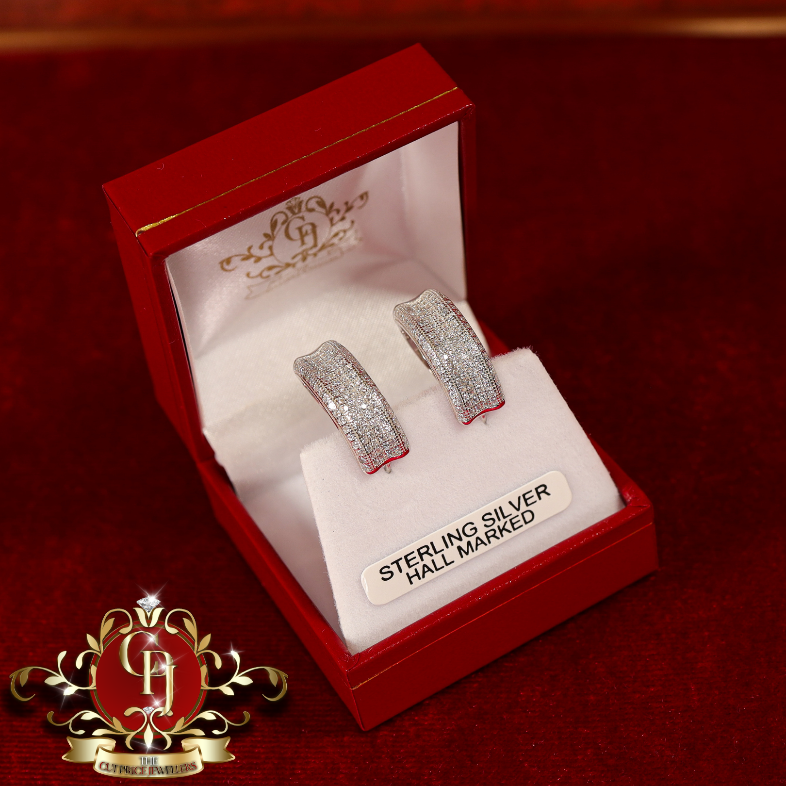 CHRISTMAS DROP Hoop Earrings (Sterling Silver with Cubic Zirconia)