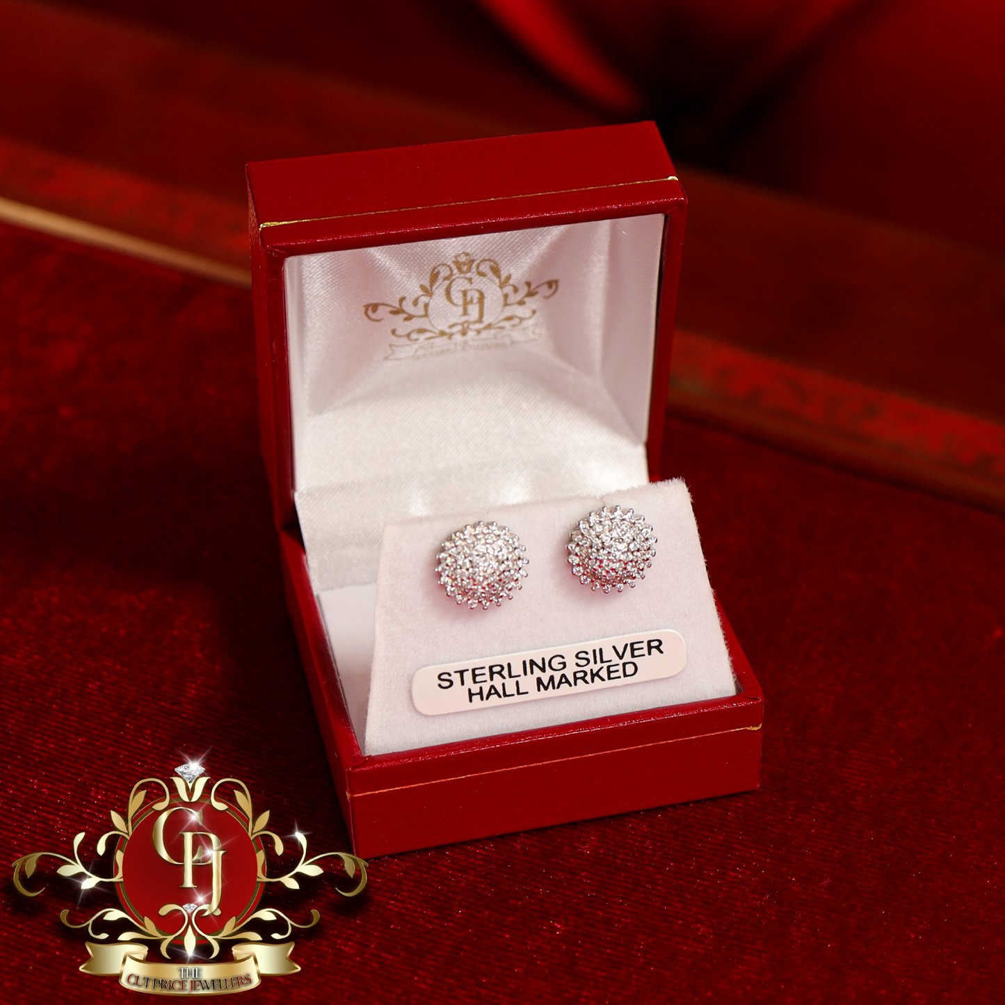 The "Flora" Stud Earrings (Sterling Silver with Cubic Zirconia) | The Cut Price Jewellers