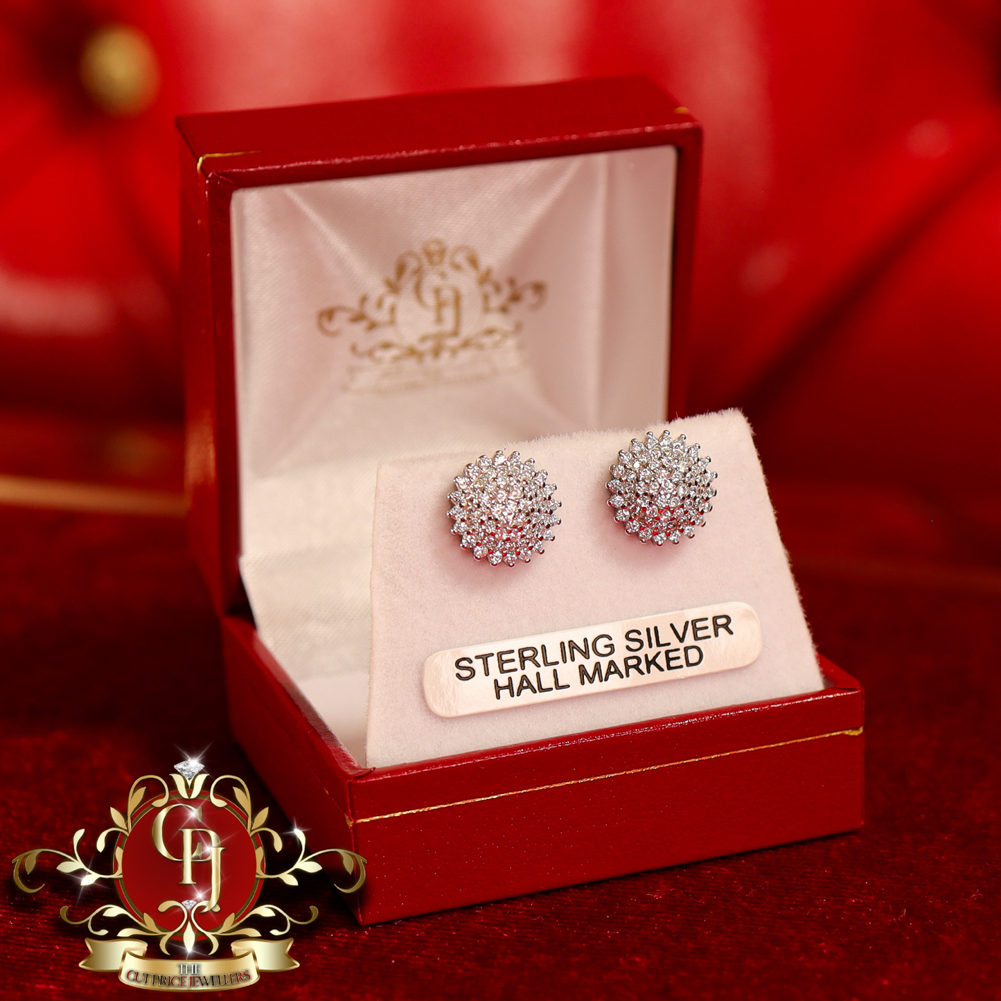 The "Flora" Stud Earrings (Sterling Silver with Cubic Zirconia) | The Cut Price Jewellers