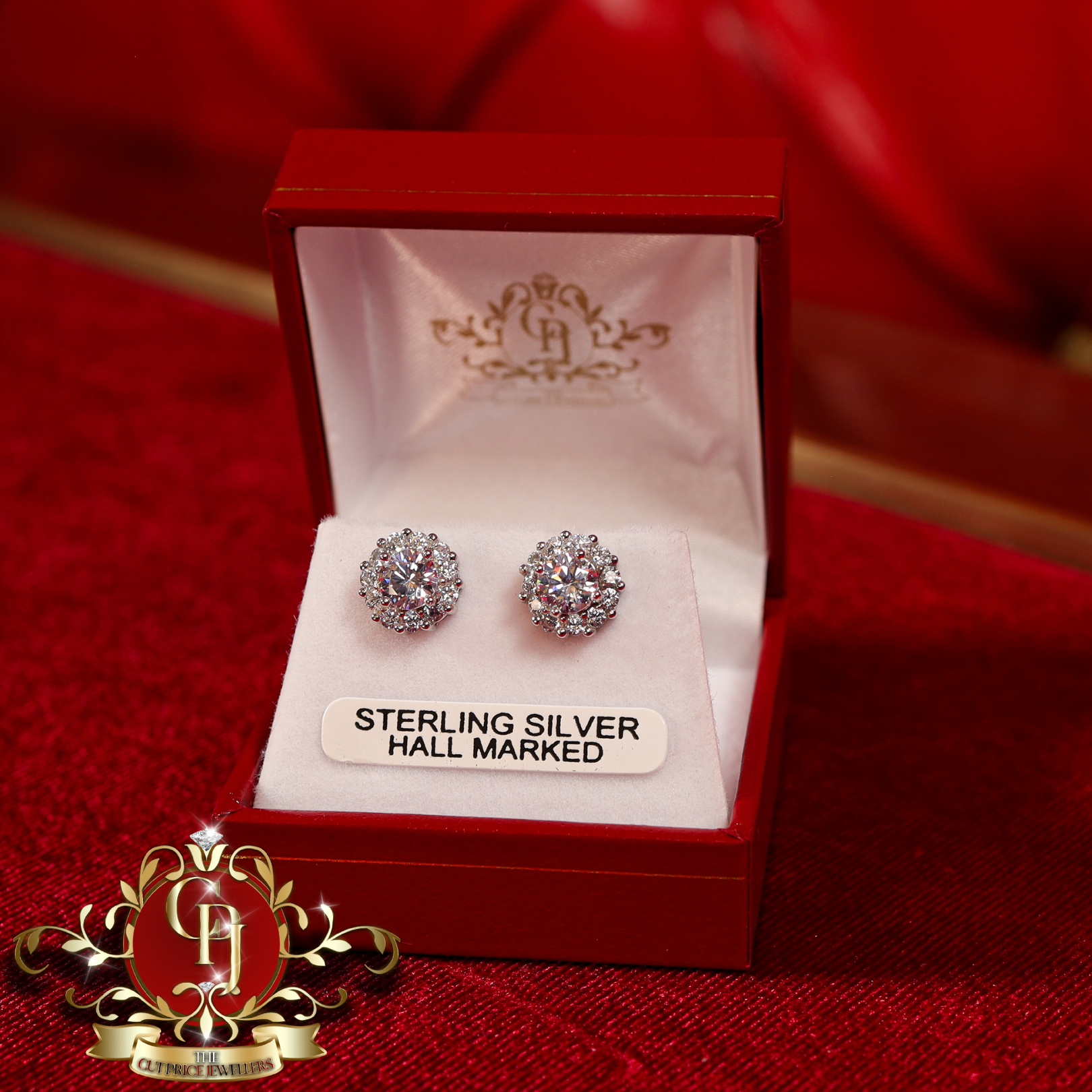 The "Savannah" Stud Earrings (Sterling Silver with Cubic Zirconia)
