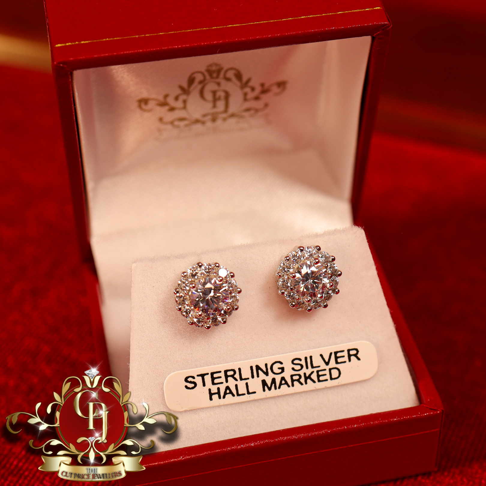 The "Savannah" Stud Earrings (Sterling Silver with Cubic Zirconia)