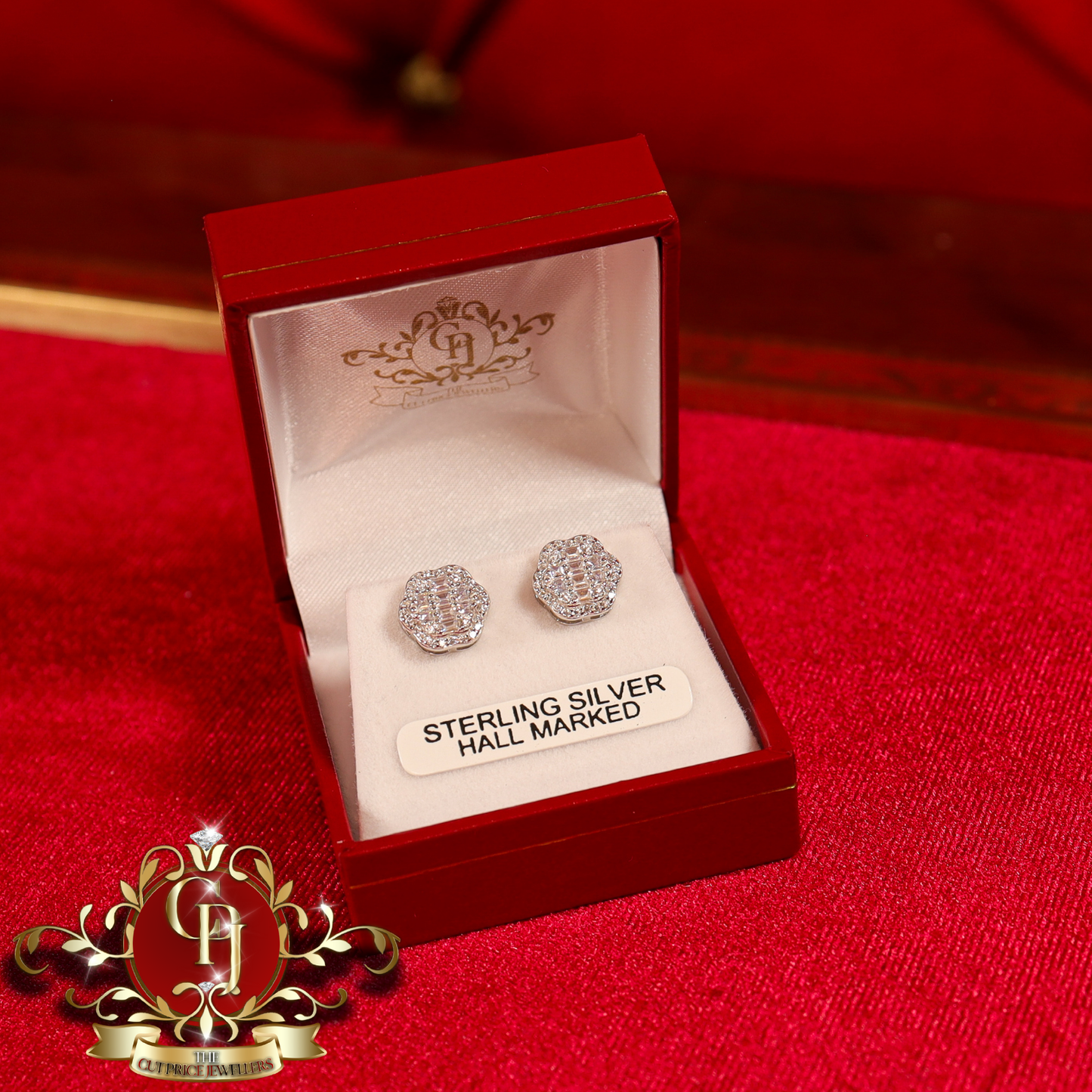 Gabriella Stud Earrings (Sterling Silver with Cubic Zirconia) | The Cut Price Jewellers