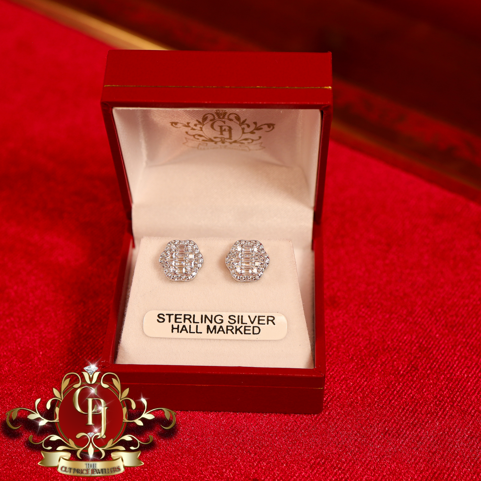 Gabriella Stud Earrings (Sterling Silver with Cubic Zirconia)