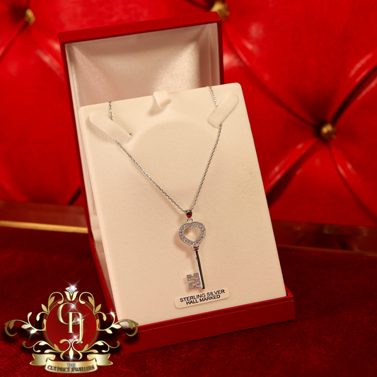 CHRISTMAS DROP NO.6: The "Goldie Key" Pendant & Chain (Sterling Silver with Cubic Zirconia) | The Cut Price Jewellers