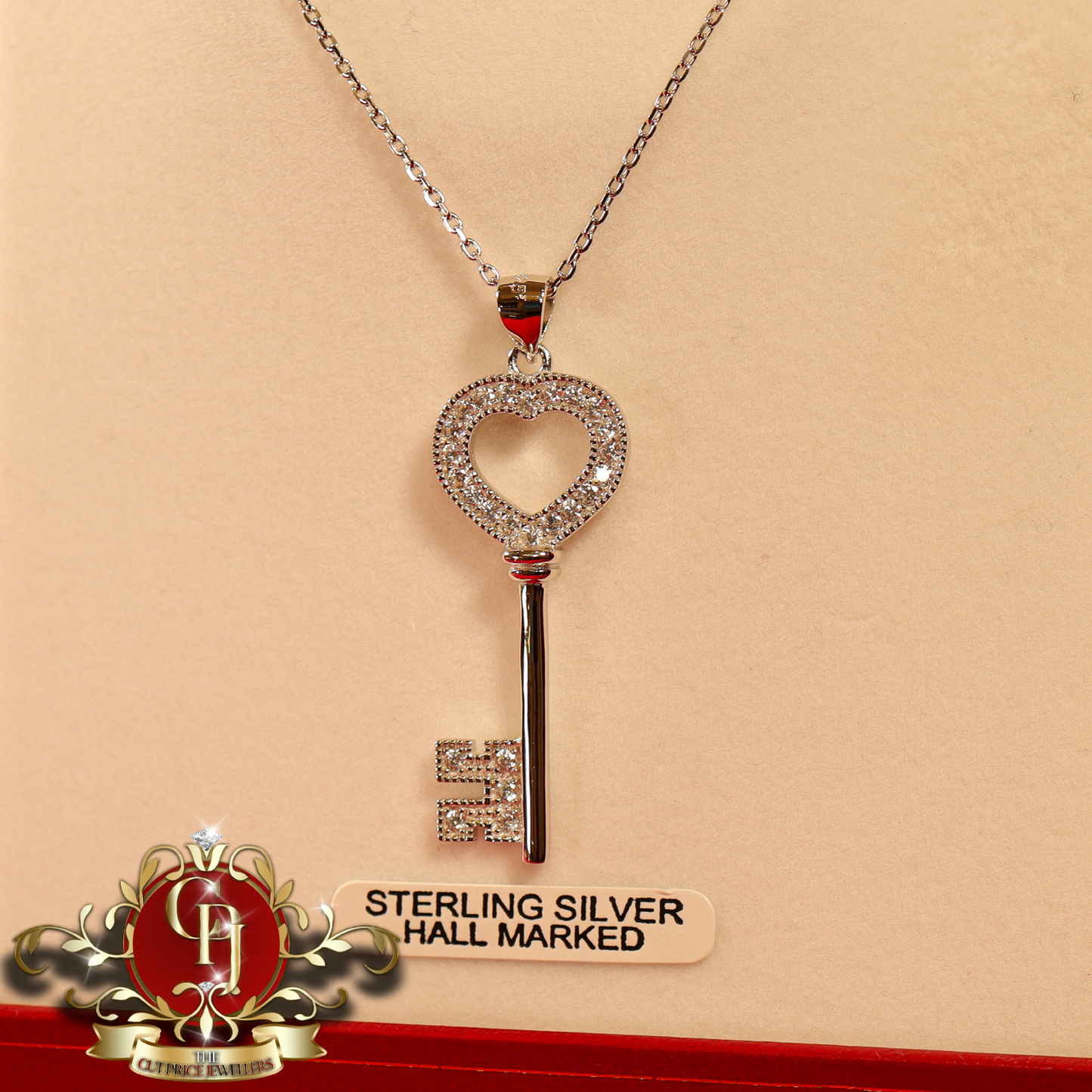 CHRISTMAS DROP NO.6: The "Goldie Key" Pendant & Chain (Sterling Silver with Cubic Zirconia) | The Cut Price Jewellers