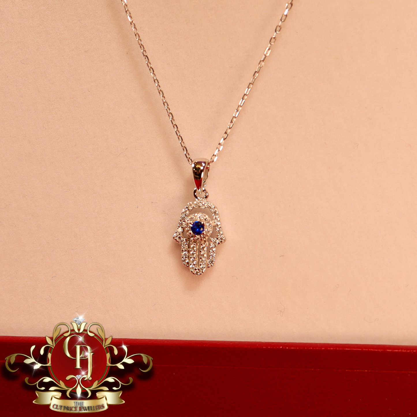 Sterling Silver Mini "Hamsa" Chain with Cubic Zirconia | The Cut Price Jewellers