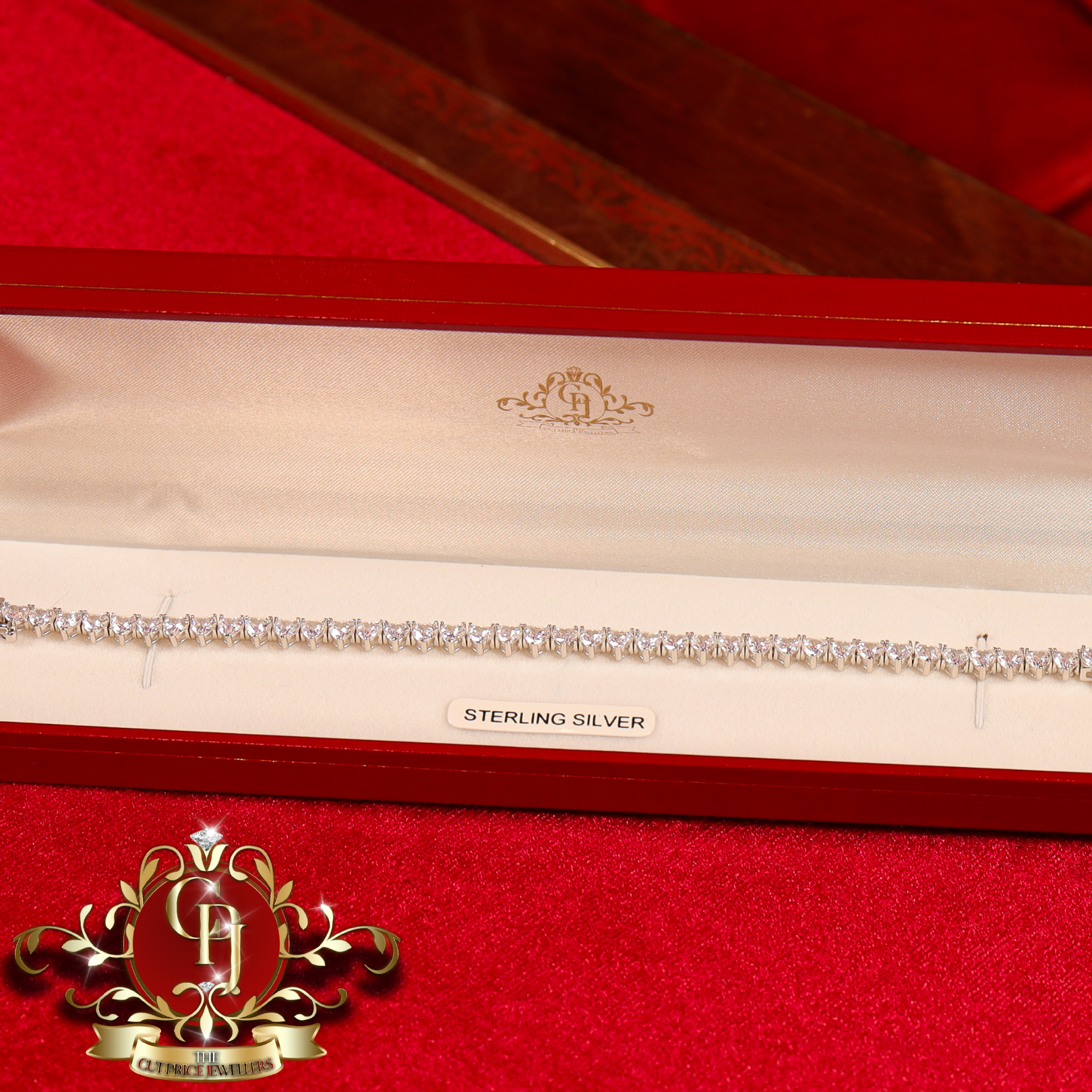 "Heart" Tennis Bracelet (Sterling Silver with Cubic Zirconia)