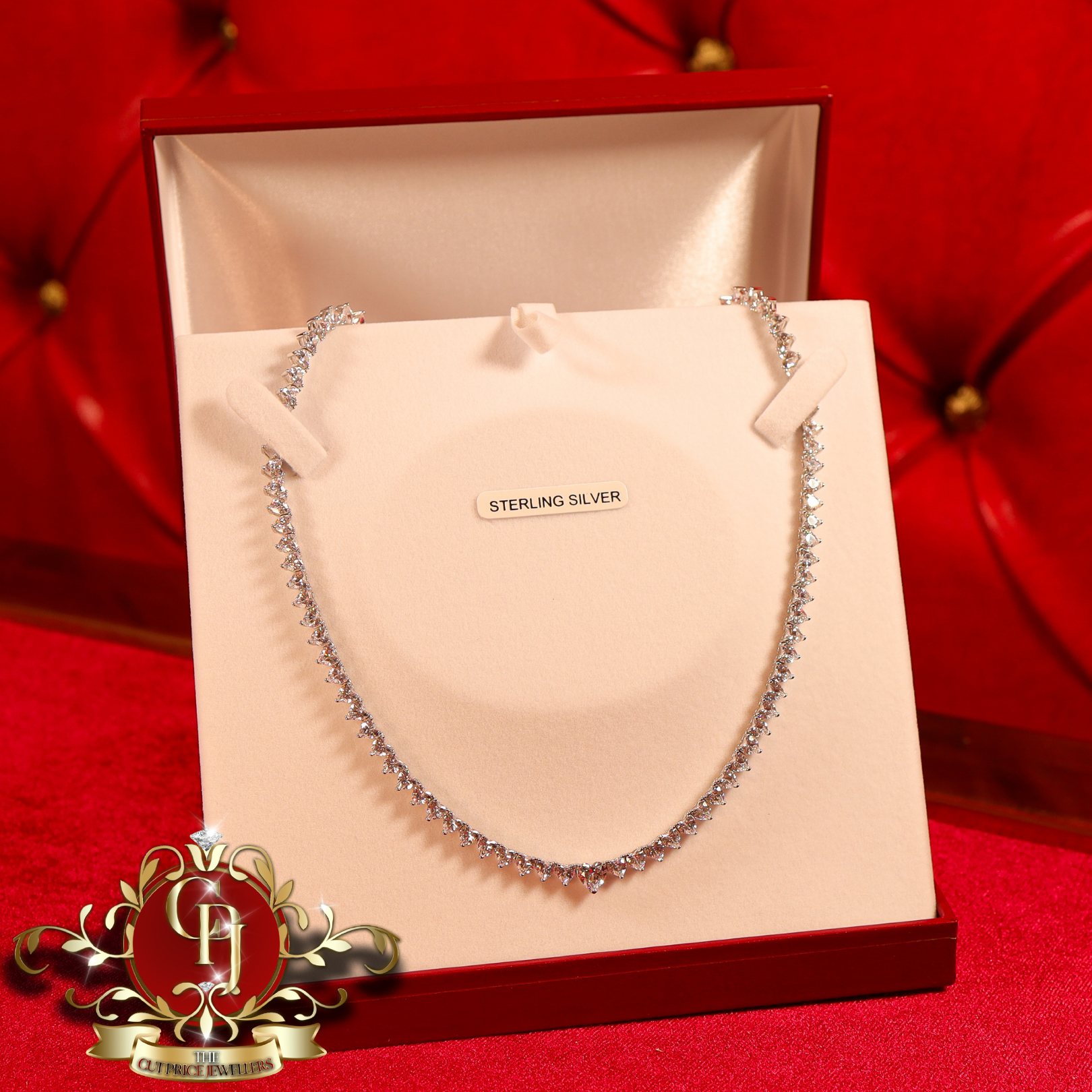 "Heart" Tennis Chain (Sterling Silver with Cubic Zirconia)