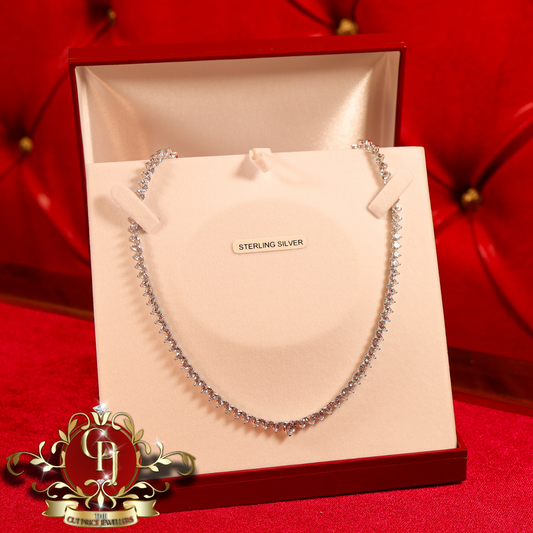 "Heart" Tennis Chain (Sterling Silver with Cubic Zirconia) | The Cut Price Jewellers