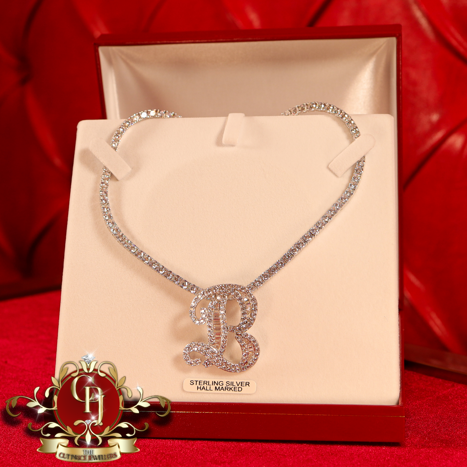 Large Baguette Initial on Tennis Chain