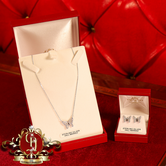 CHRISTMAS DROP NO.5: The "Joy" Butterfly Set (Sterling Silver with Cubic Zirconia) | The Cut Price Jewellers