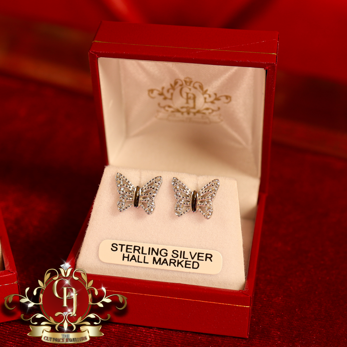 CHRISTMAS DROP NO.5: The "Joy" Butterfly Set (Sterling Silver with Cubic Zirconia) | The Cut Price Jewellers