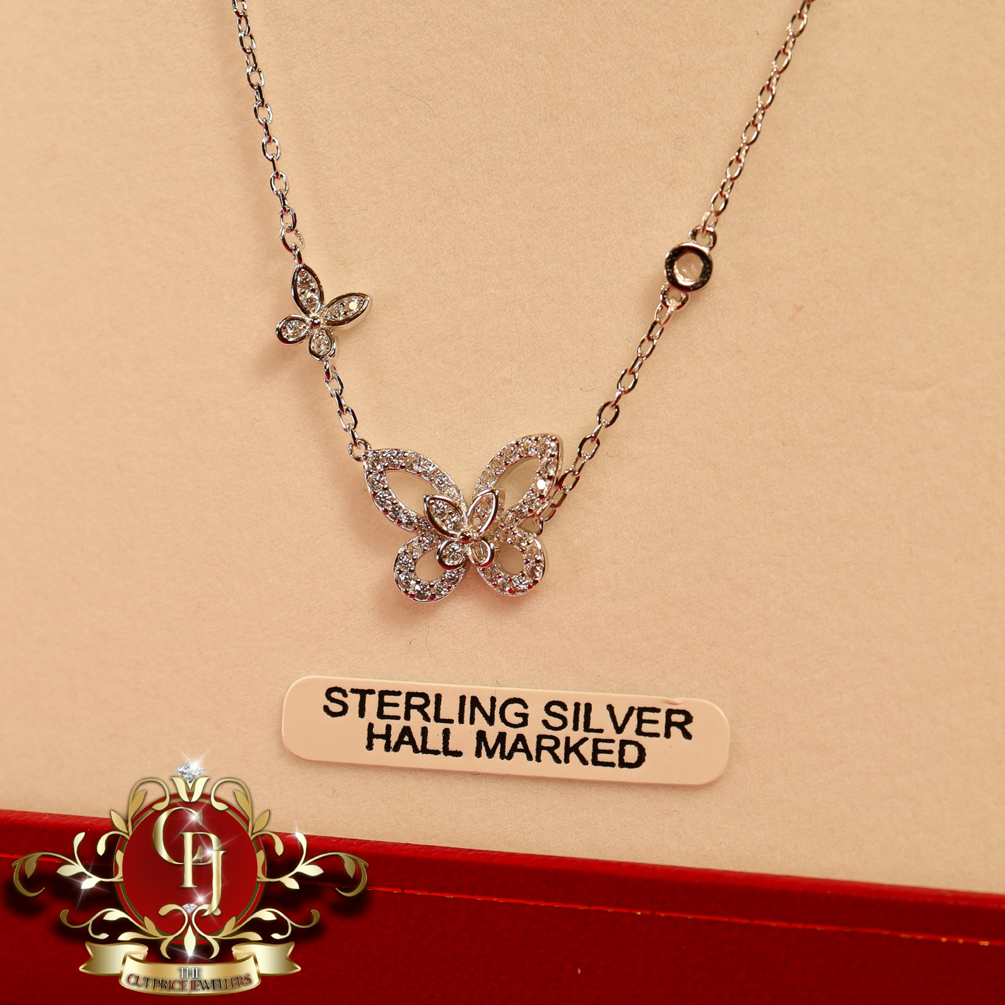 CHRISTMAS DROP NO.6: The "Kaeli" Butterfly Chain (Sterling Silver with Cubic Zirconia) | The Cut Price Jewellers