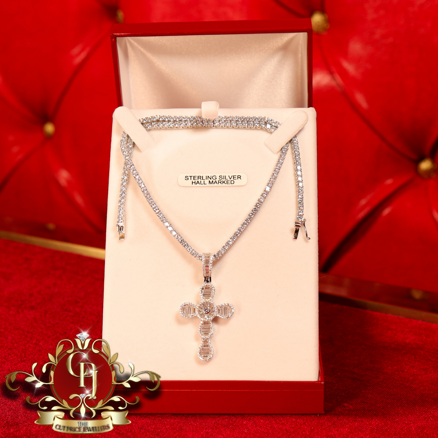 The "Kellie" Cross with Tennis Chain | The Cut Price Jewellers