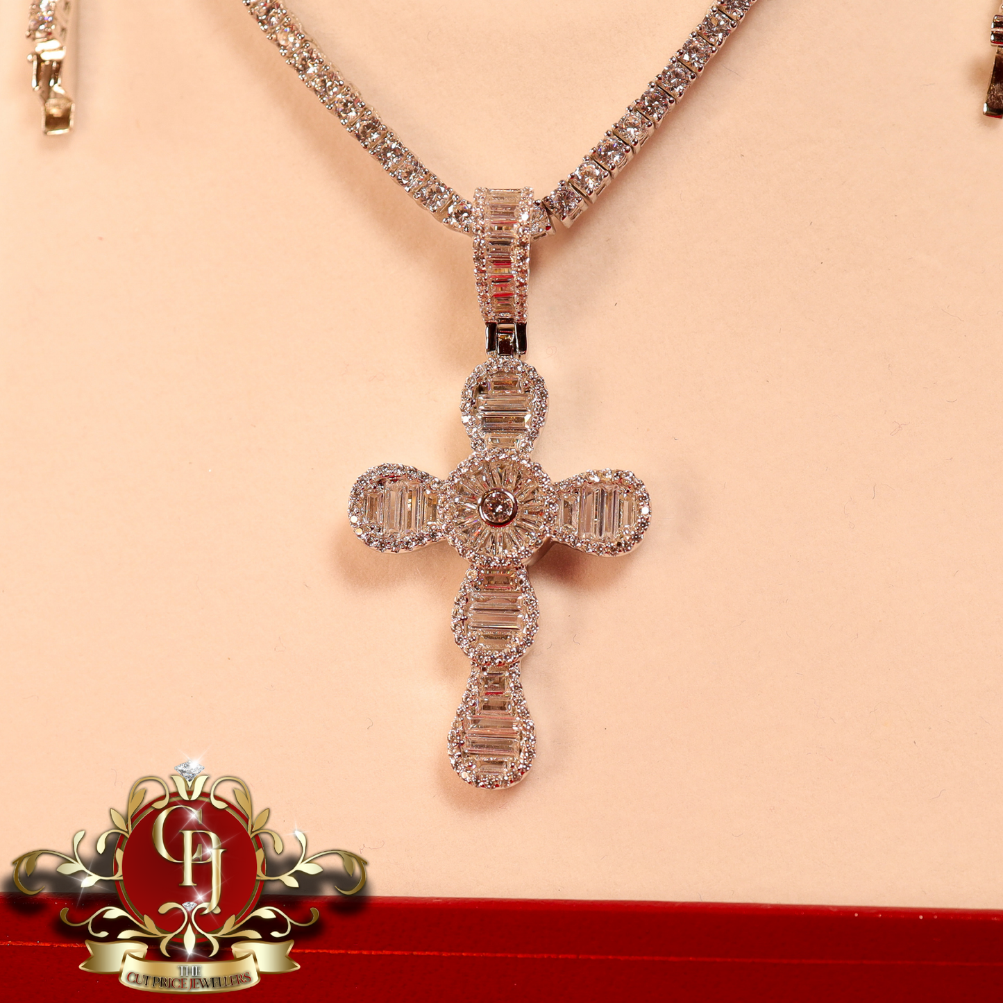 The "Kellie" Cross with Tennis Chain | The Cut Price Jewellers