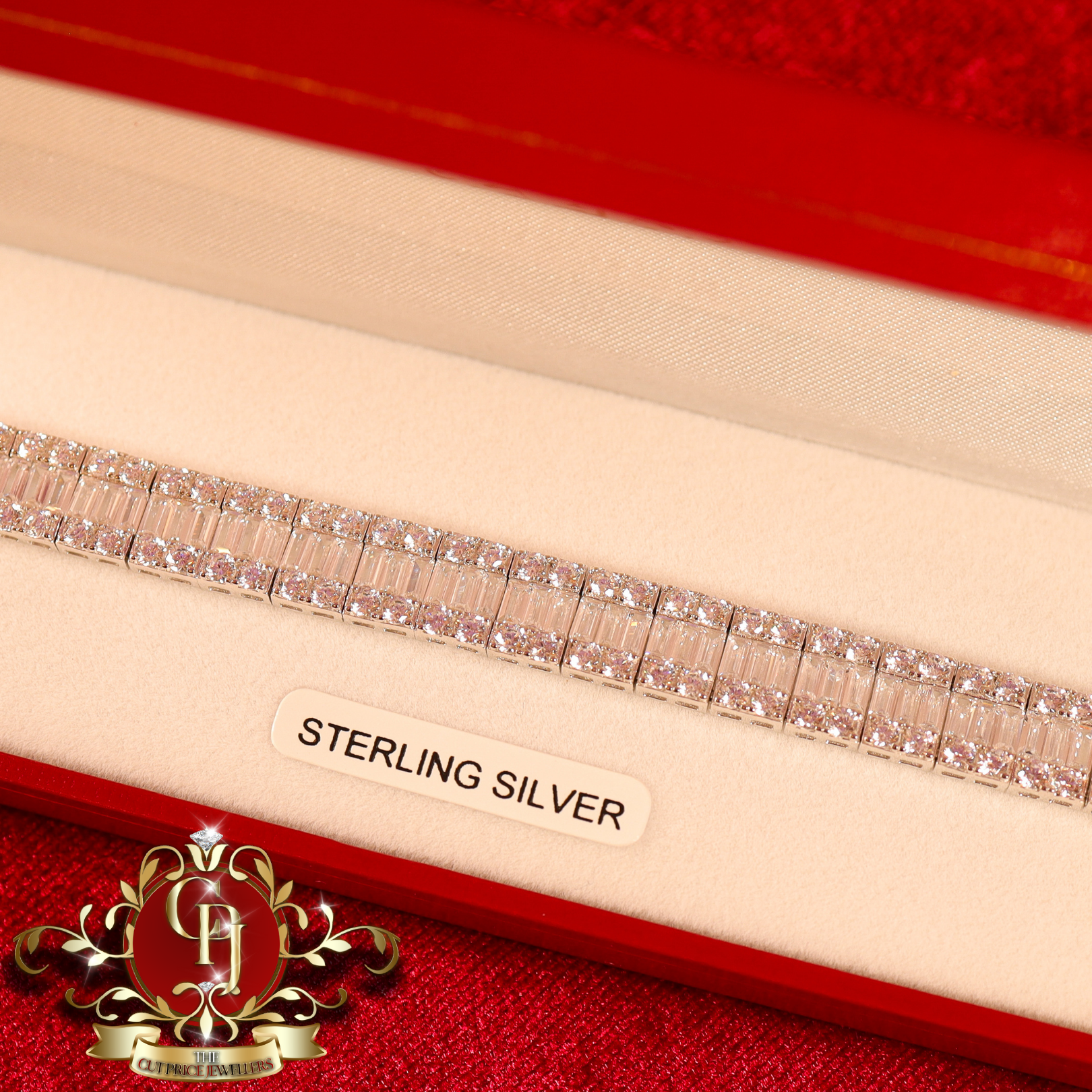 Sterling Silver "Kelsey" Baguette Bracelet