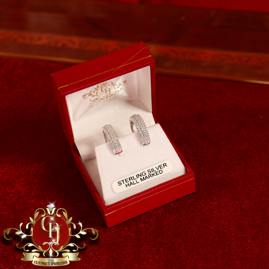 CHRISTMAS DROP NO.5: "Kyla" Hoop Earrings (Sterling Silver with Cubic Zirconia) | The Cut Price Jewellers