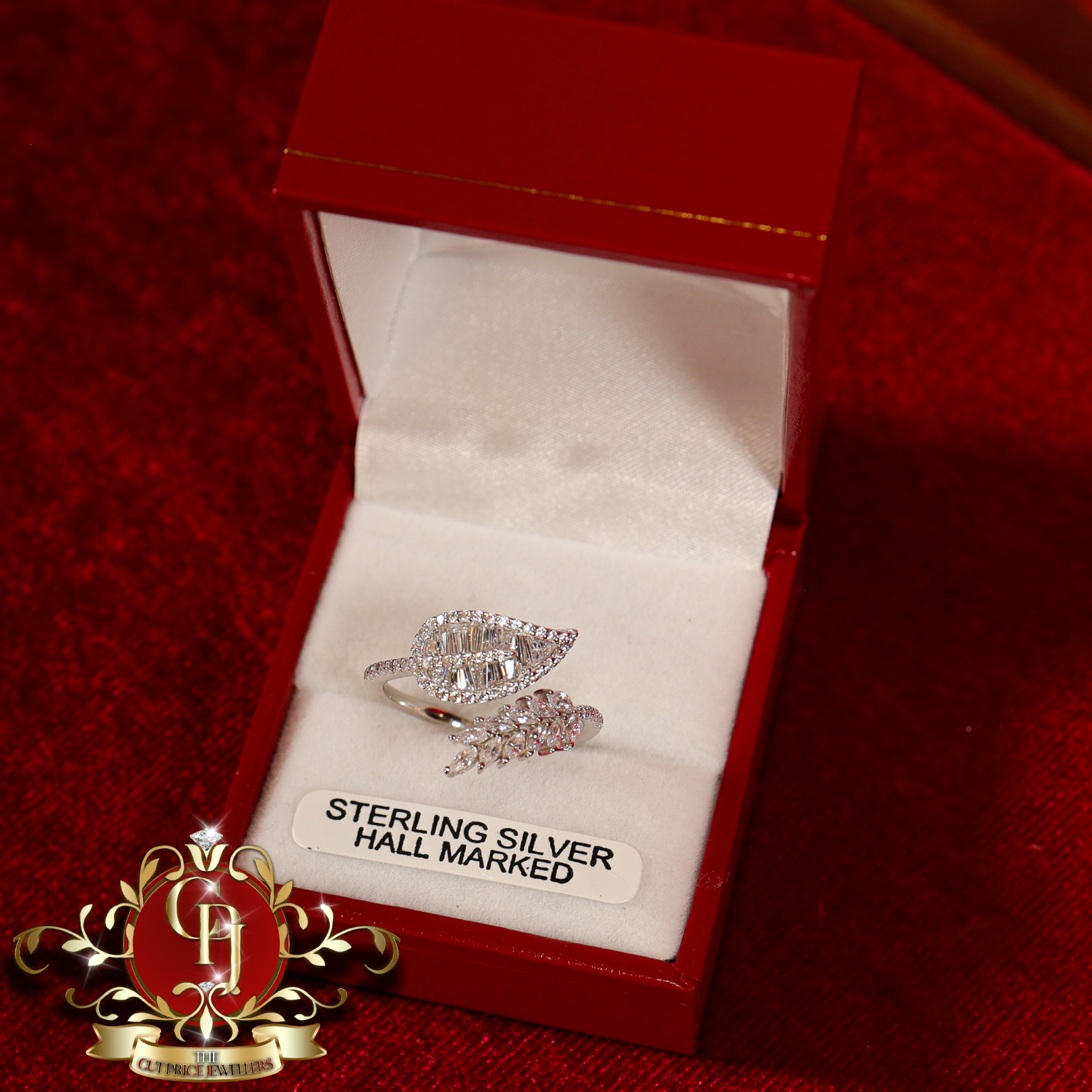 The "Fern" Ring (Sterling Silver with Cubic Zirconia)