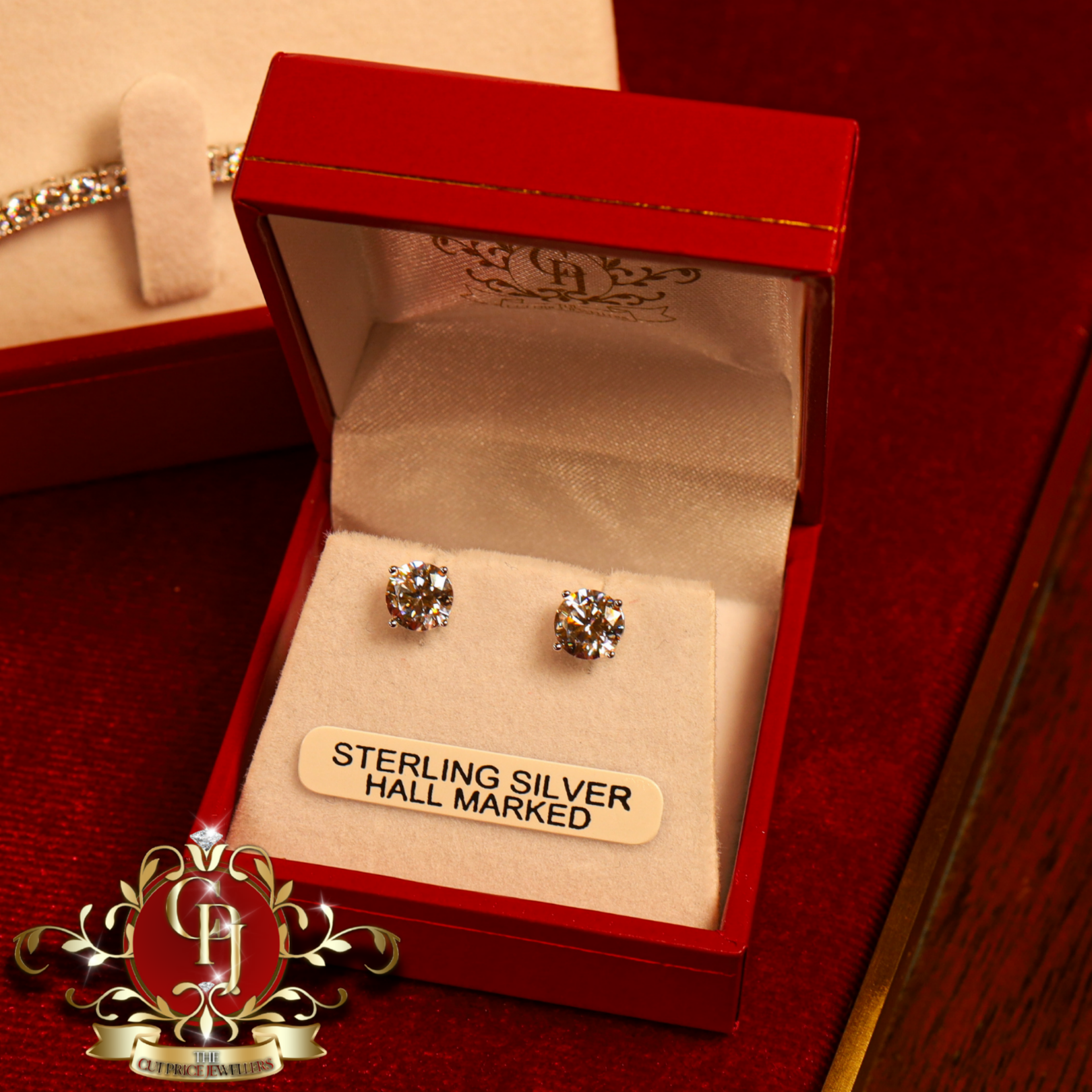 "Leah" Sterling Silver Cross Tennis Set with Earrings