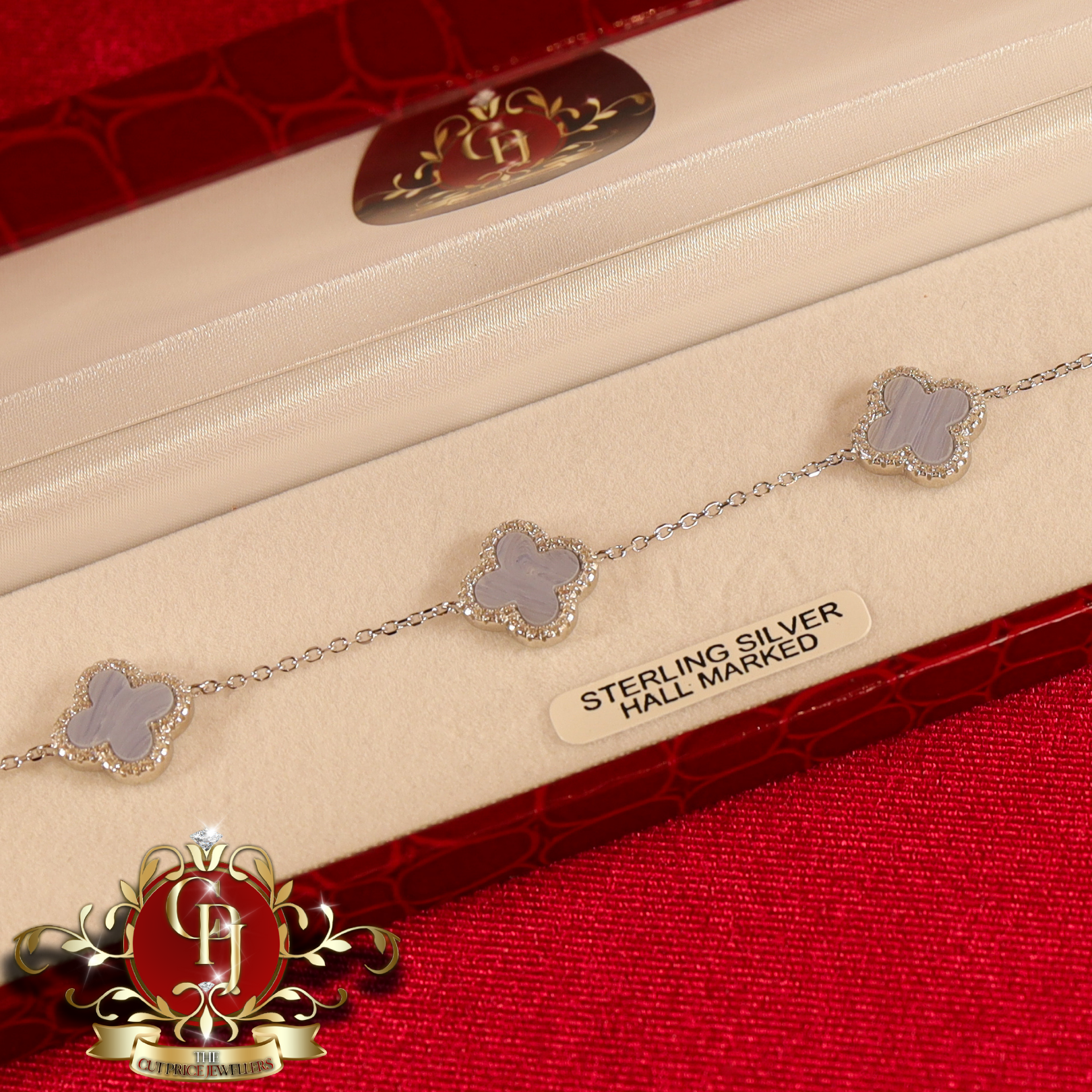 Sterling Silver Lilac Clover Bracelet