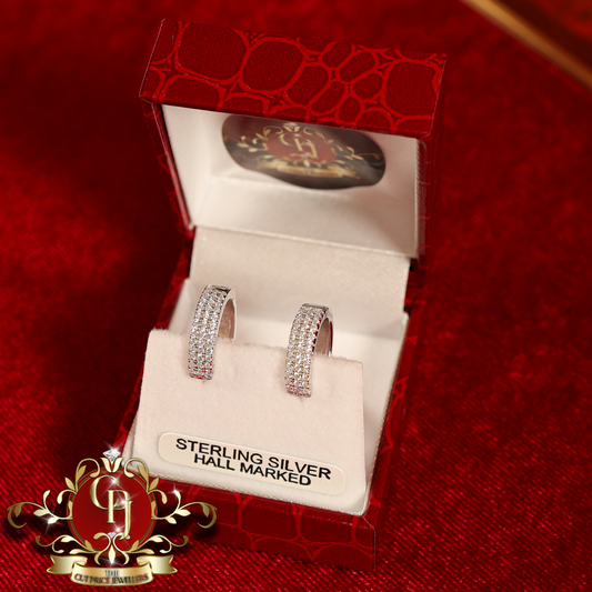 CHRISTMAS DROP NO.4: "Mabel" Hoop Earrings (Sterling Silver with Cubic Zirconia) | The Cut Price Jewellers