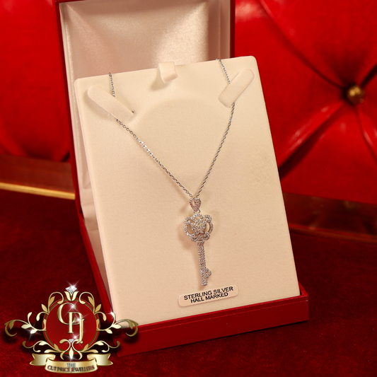 CHRISTMAS DROP NO.6: The "Mariah Butterfly Key" Pendant & Chain (Sterling Silver with Cubic Zirconia) | The Cut Price Jewellers