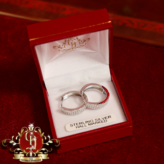 The "Michelle" Huggie Earrings (Sterling Silver with Cubic Zirconia) | The Cut Price Jewellers