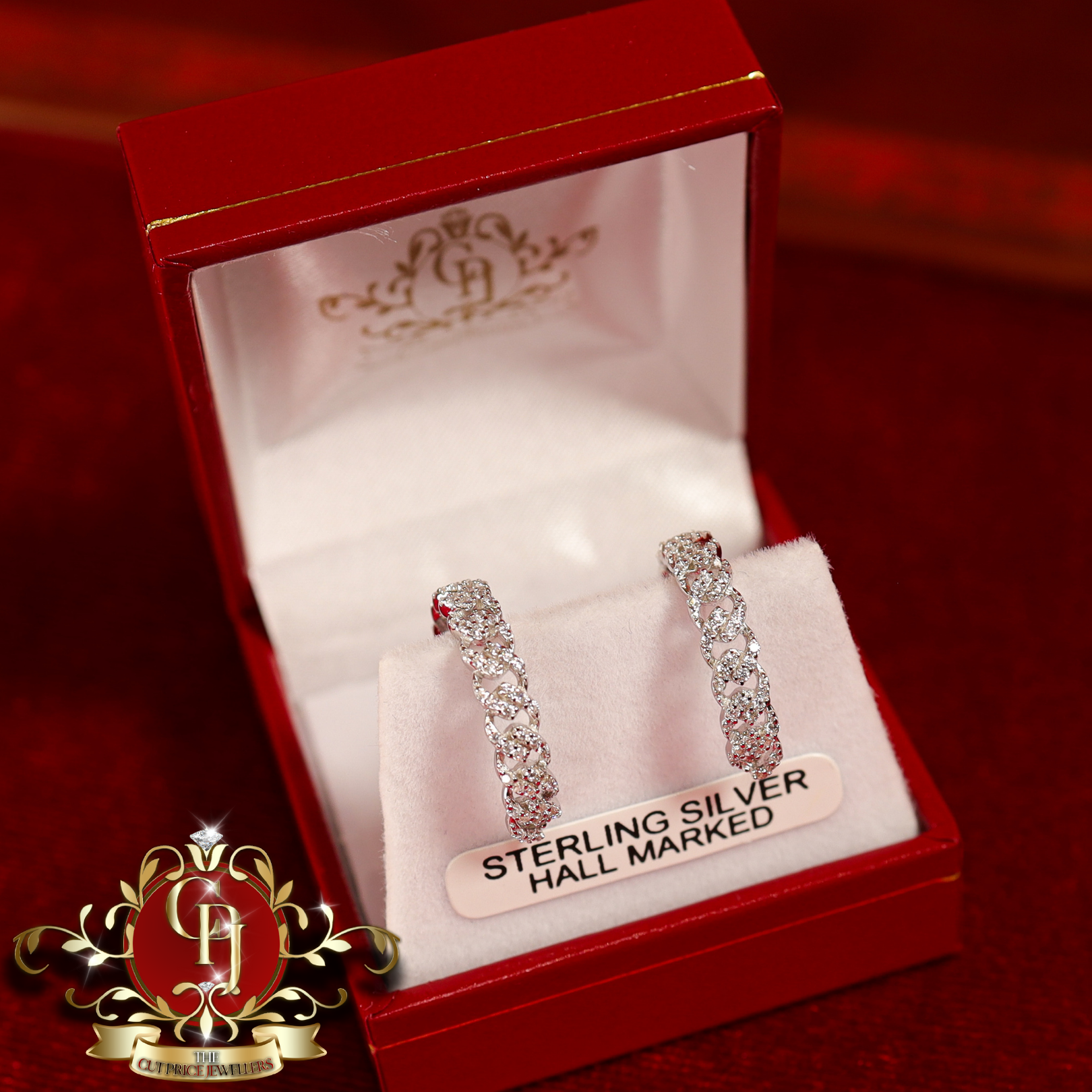 The "Miley" Hoop Earrings (Sterling Silver with Cubic Zirconia)
