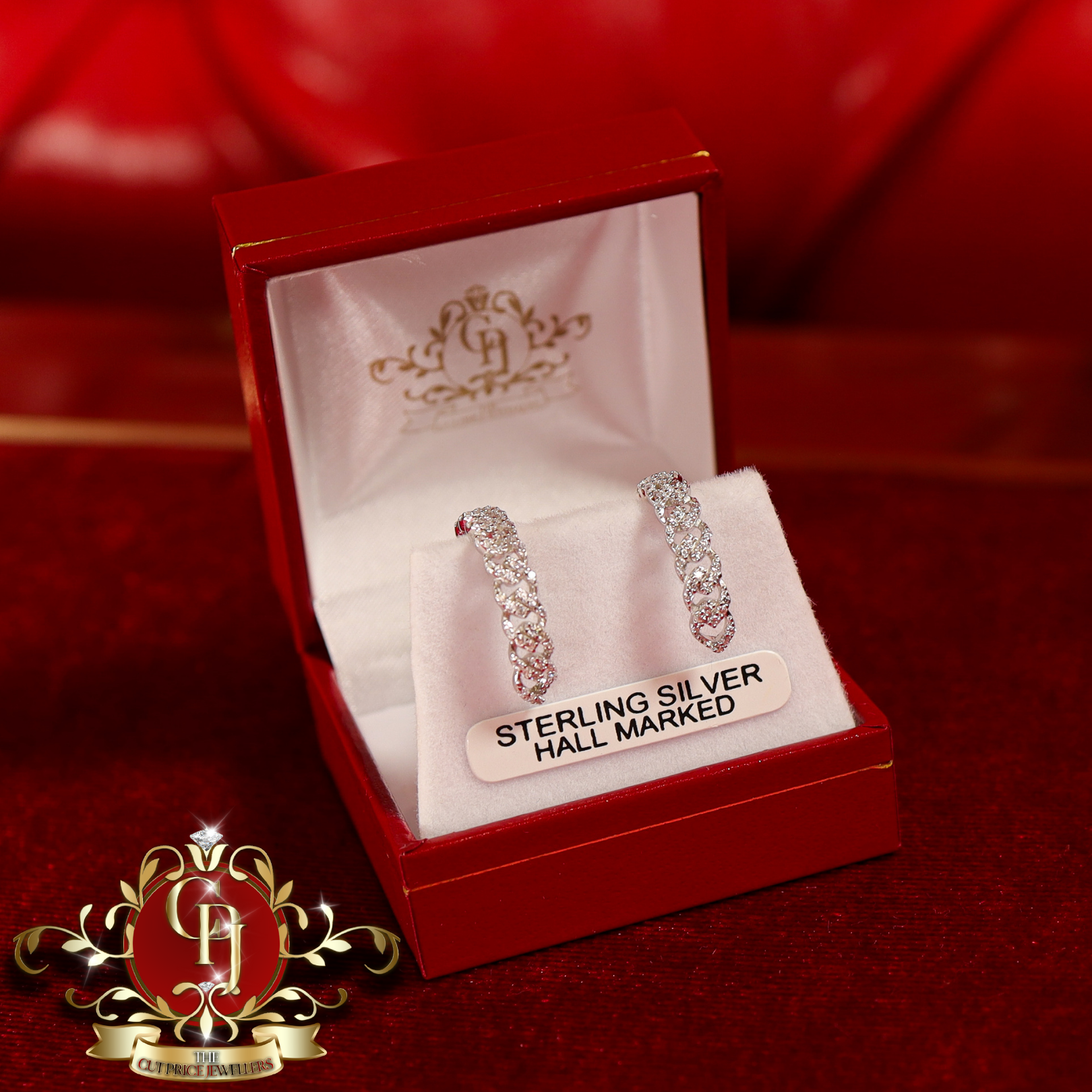 The "Miley" Hoop Earrings (Sterling Silver with Cubic Zirconia)