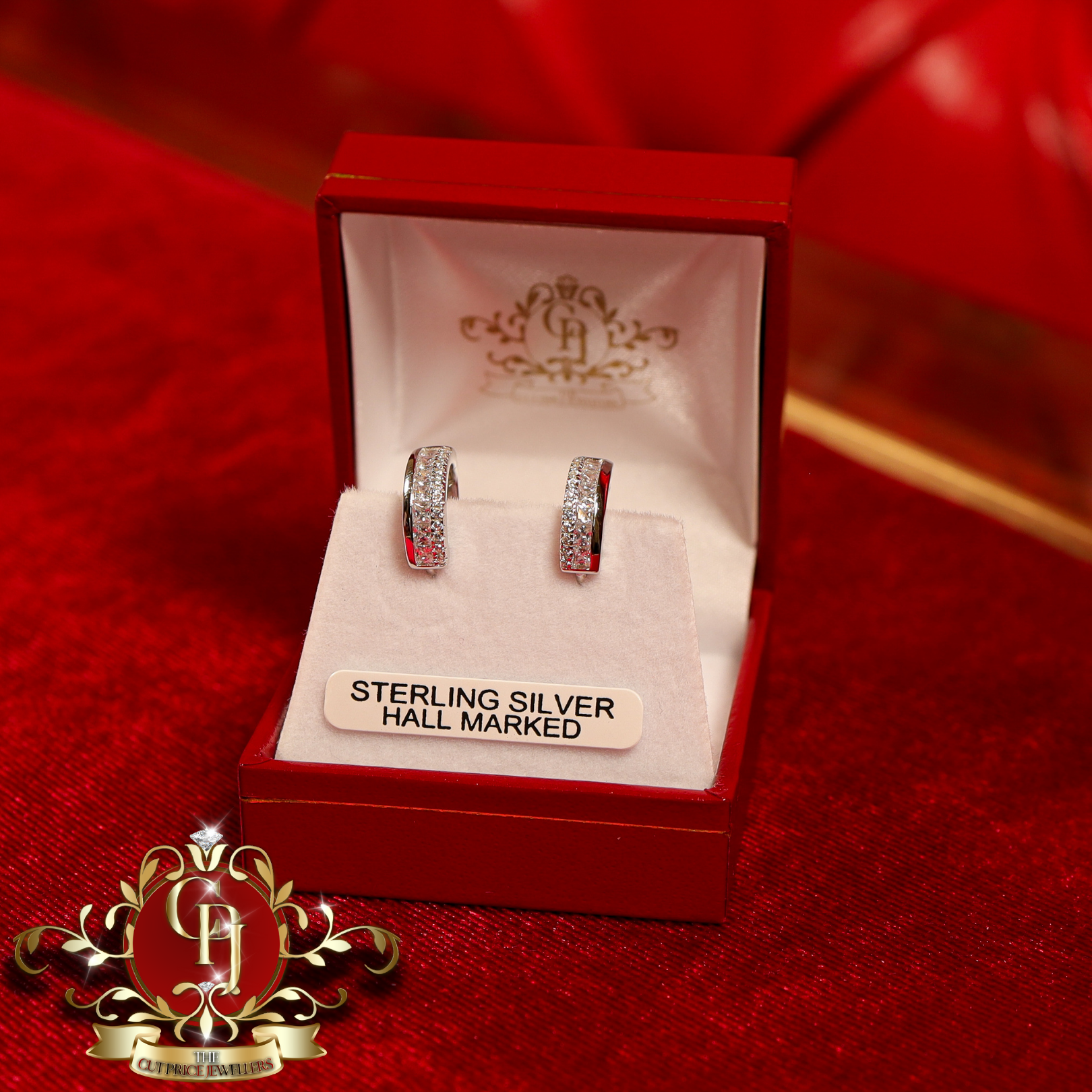 The "Mindy" Hoop Earrings (Sterling Silver with Cubic Zirconia)
