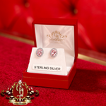 The "2-in-1" Oval Studs (Sterling Silver with Pink Cubic Zirconia)