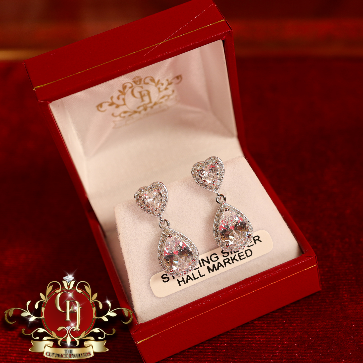 CHRISTMAS DROP NO.5: "Paris" Pear Drop Earrings (Sterling Silver with Cubic Zirconia) | The Cut Price Jewellers