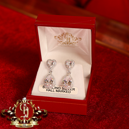 CHRISTMAS DROP NO.5: "Paris" Pear Drop Earrings (Sterling Silver with Cubic Zirconia) | The Cut Price Jewellers