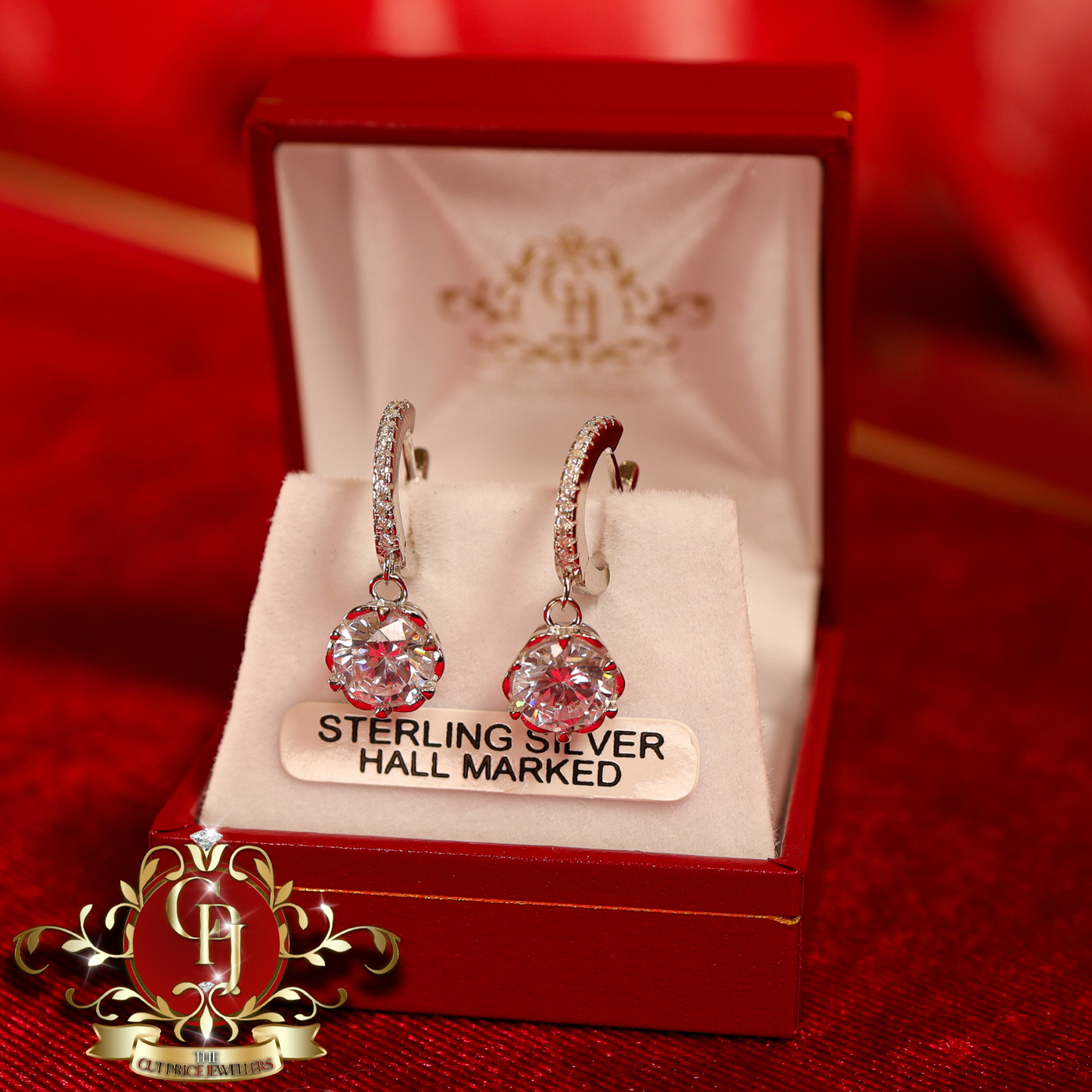 The "Gracie" Drop Earrings (Sterling Silver with Cubic Zirconia) | The Cut Price Jewellers