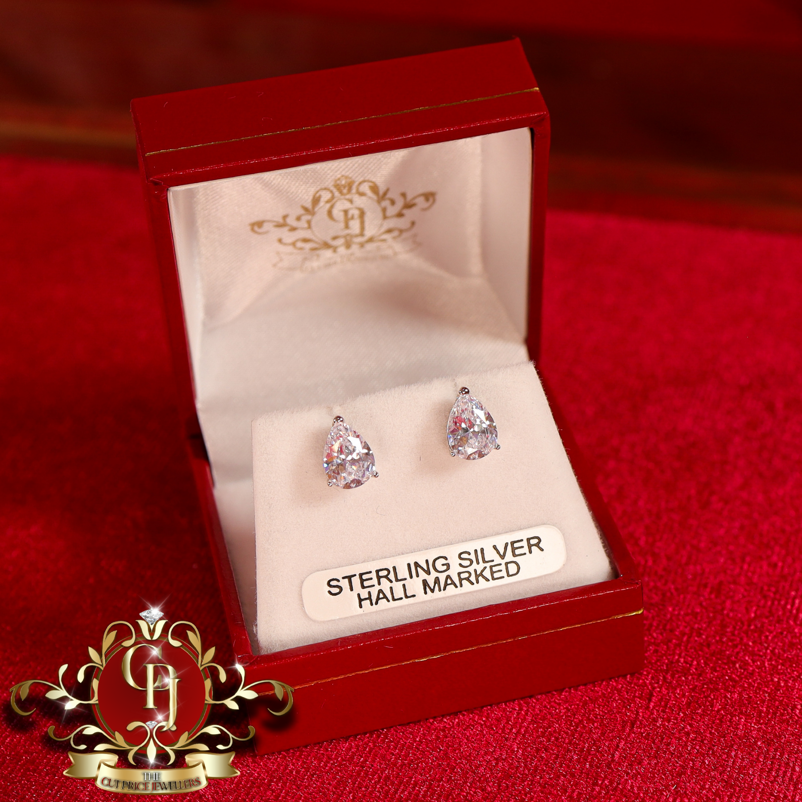 The Classic Pear Stud Earrings (Sterling Silver with Cubic Zirconia)