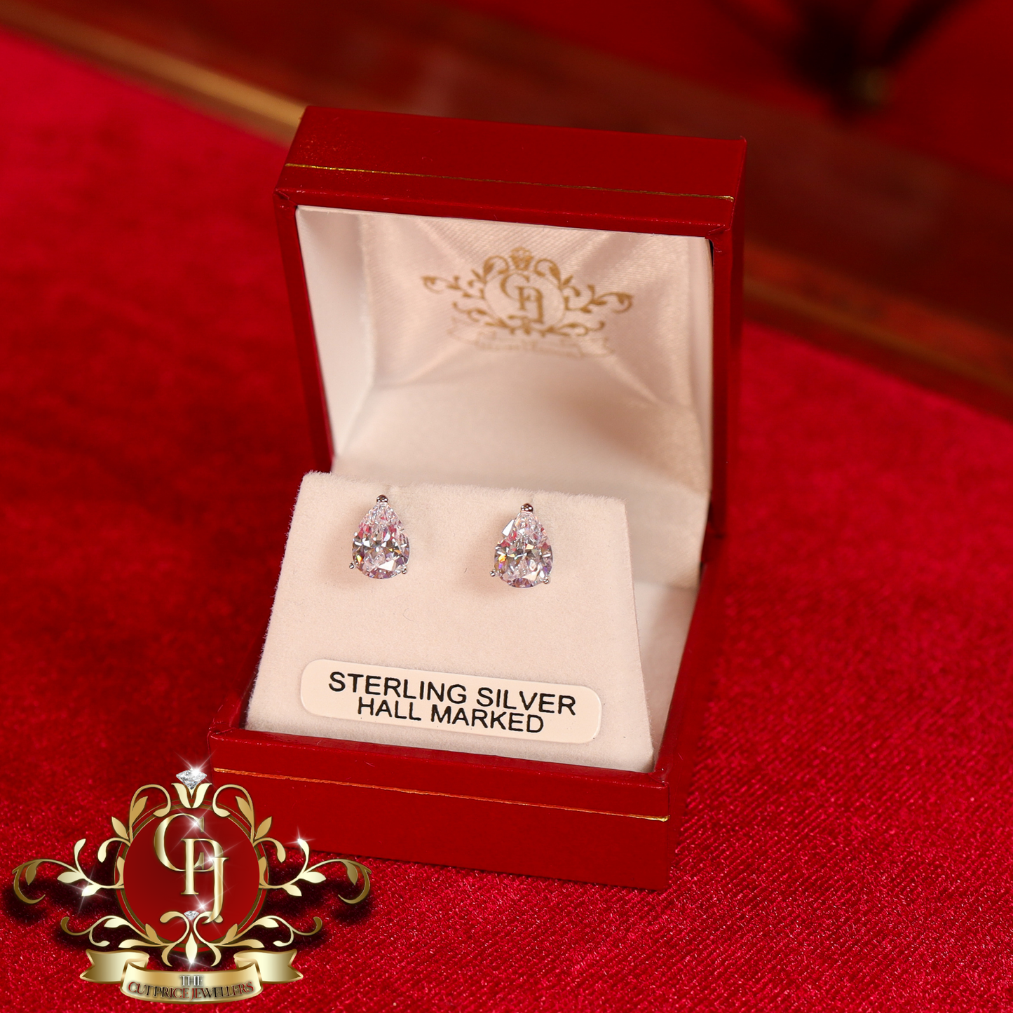 The Classic Pear Stud Earrings (Sterling Silver with Cubic Zirconia) | The Cut Price Jewellers