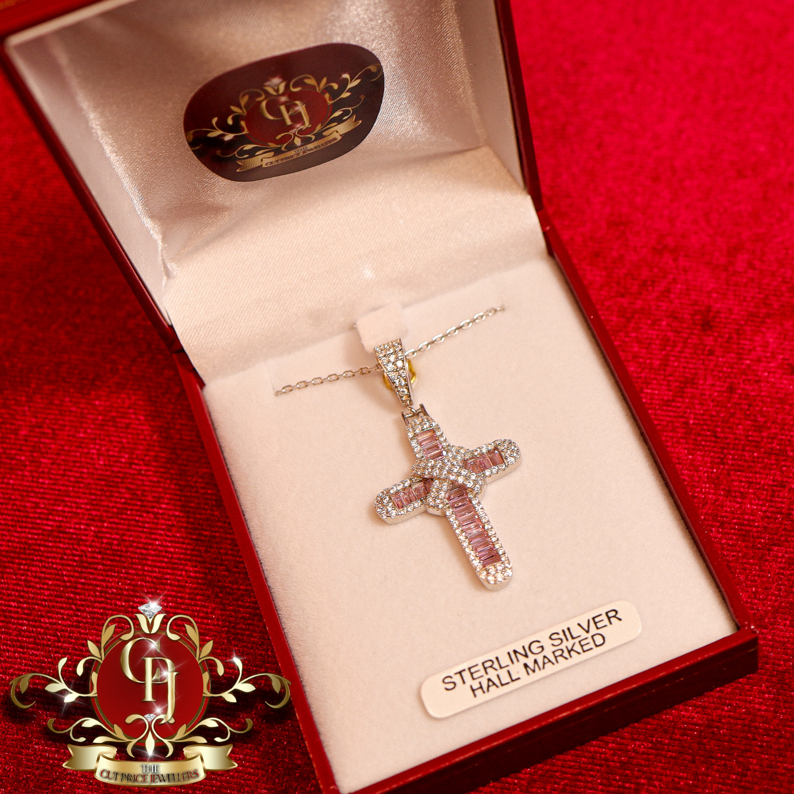 Sterling Silver Pink Cross 2