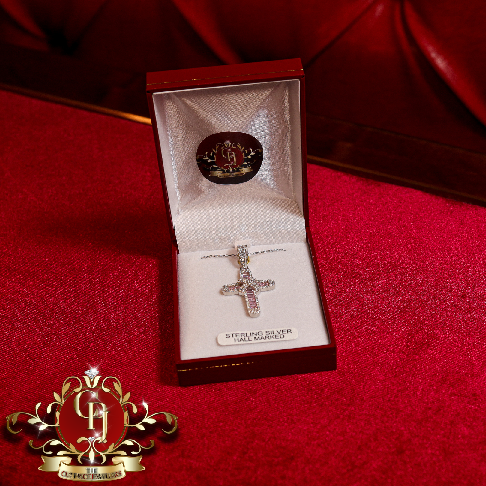 Sterling Silver Pink Cross 2