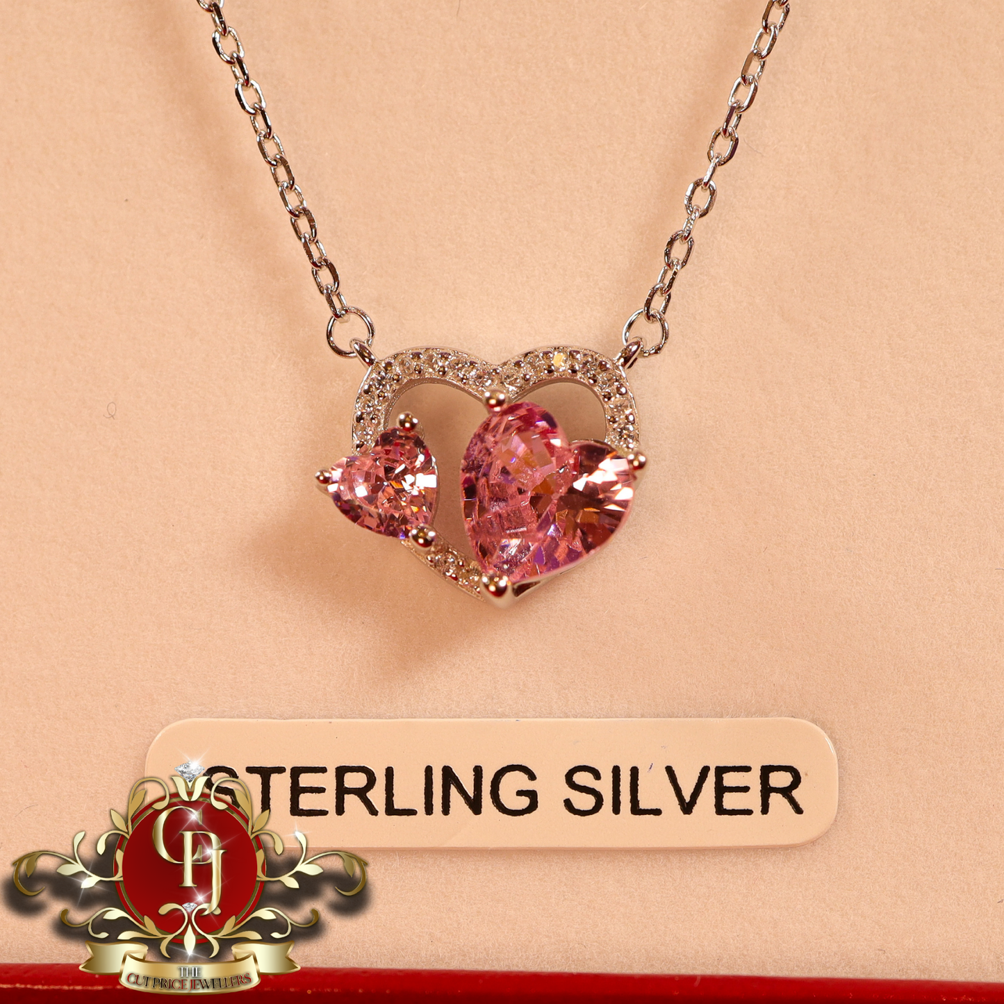 The "Lottie" Chain (Sterling Silver & Pink Cubic Zirconia) | The Cut Price Jewellers