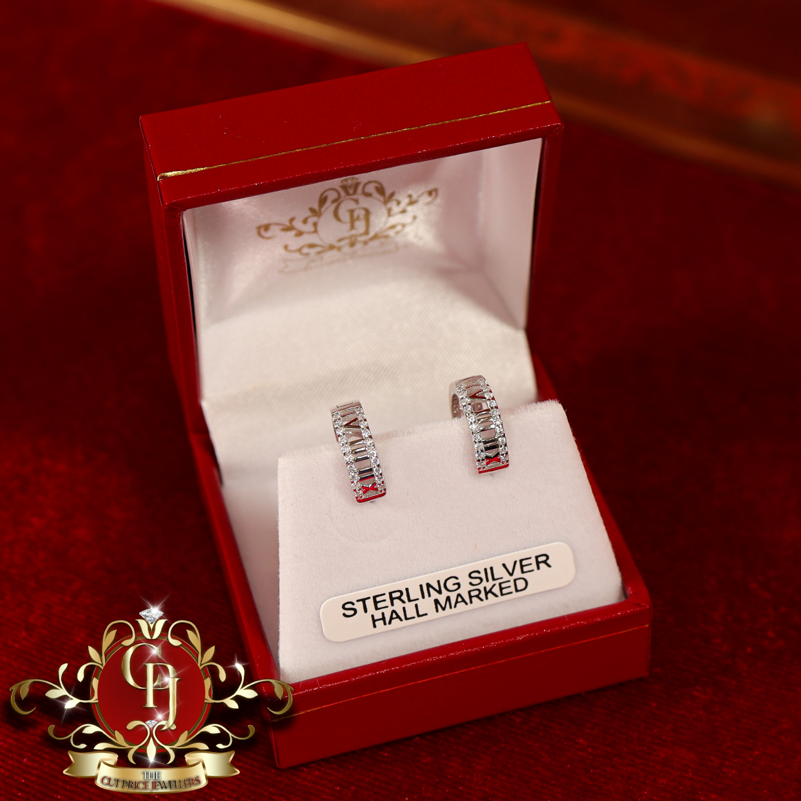 CHRISTMAS DROP Mini Hoop Earrings (Sterling Silver with Cubic Zirconia)