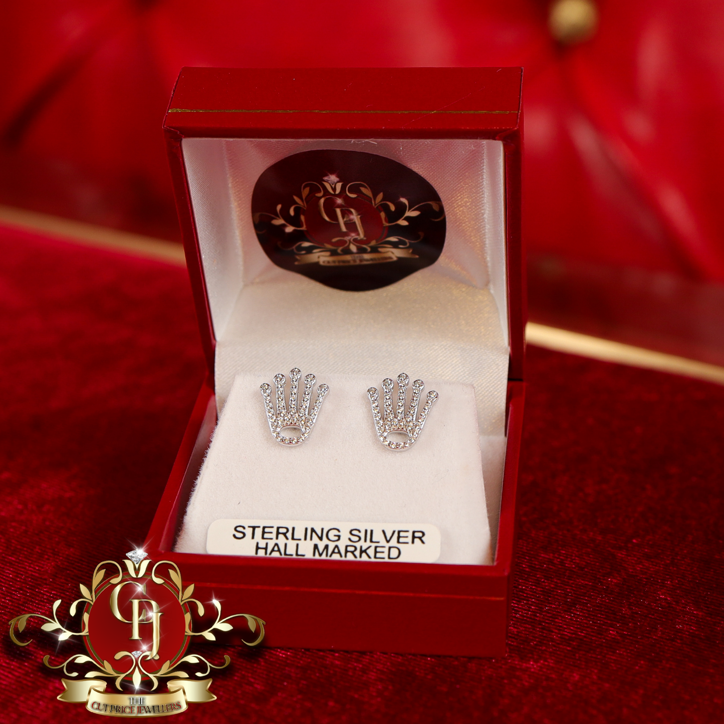 The Crown Studs (Sterling Silver & Cubic Zirconia) | The Cut Price Jewellers