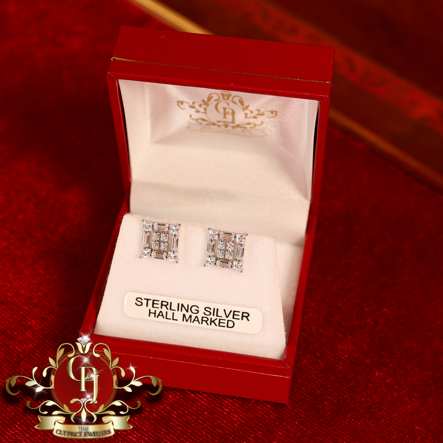 The "Saoirse" Stud Earrings (Sterling Silver with Cubic Zirconia) | The Cut Price Jewellers