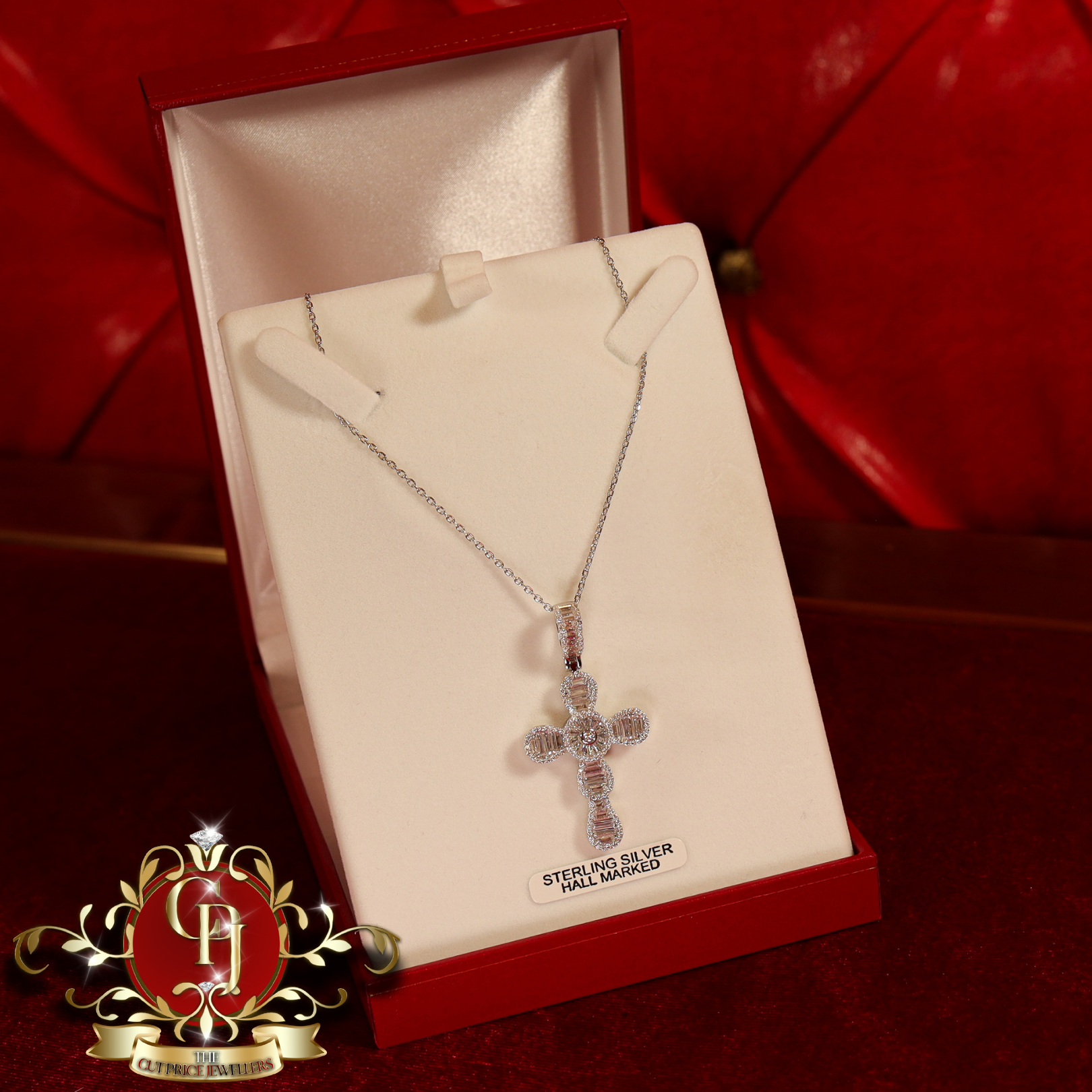 Sterling Silver "Kellie" Cross & Chain with Cubic Zirconia
